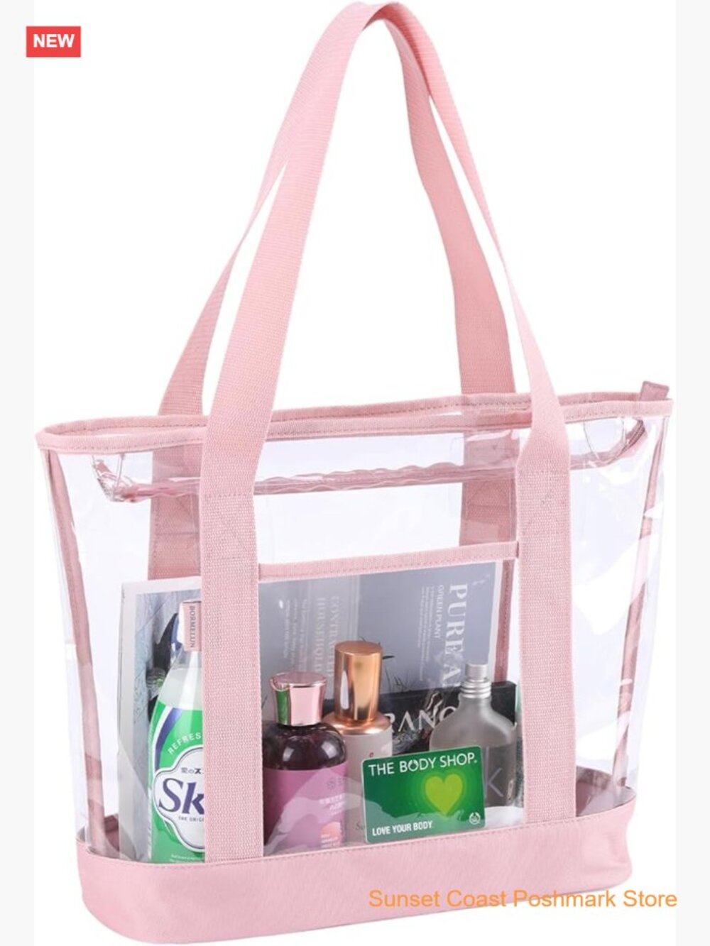 Clear Tote Bag with Zipper for Work Stadium Travel